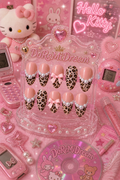 Pink Leopard Girly Press On Nail Set