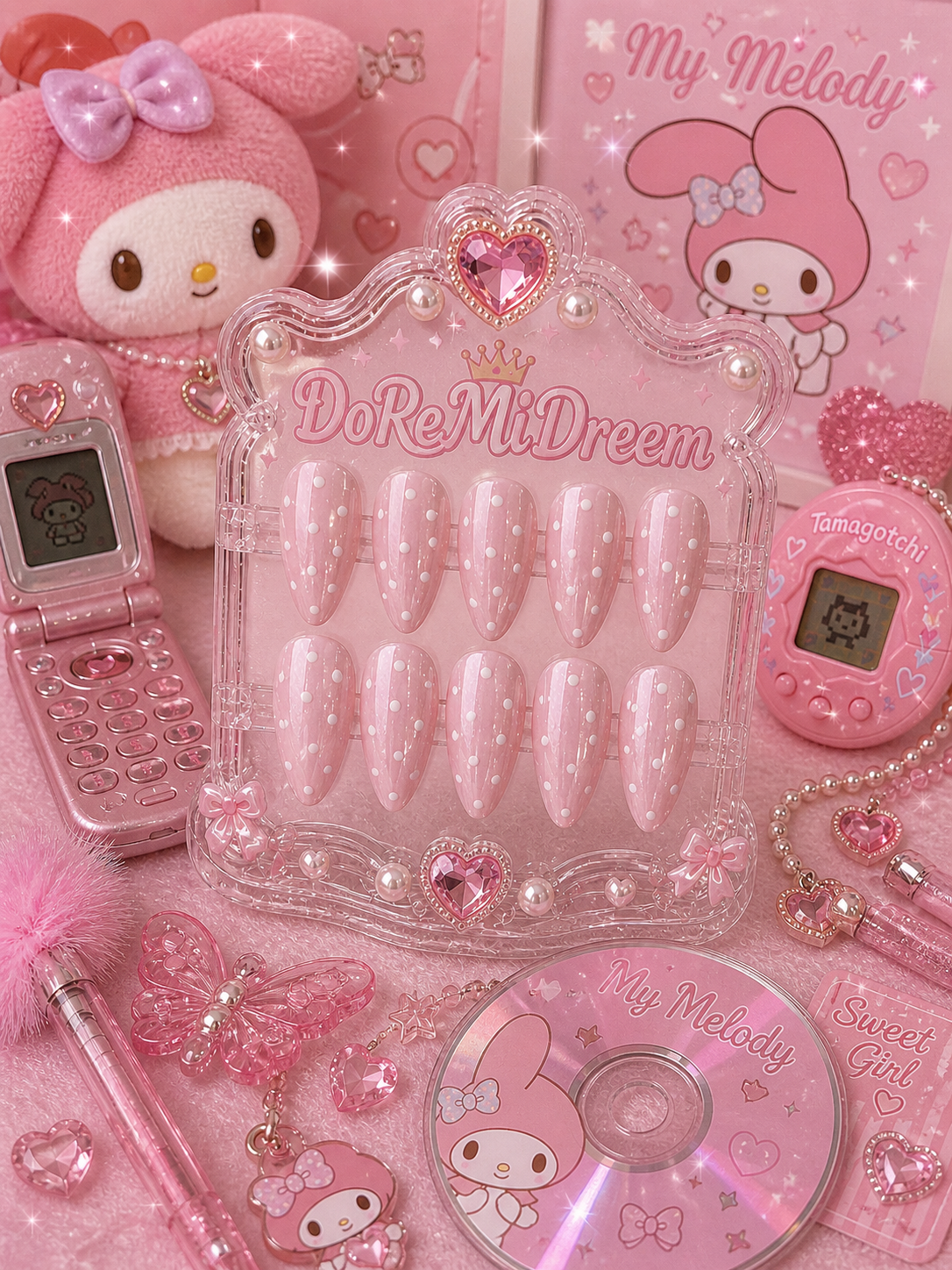 Polka Dots Princess Press On Nail Set